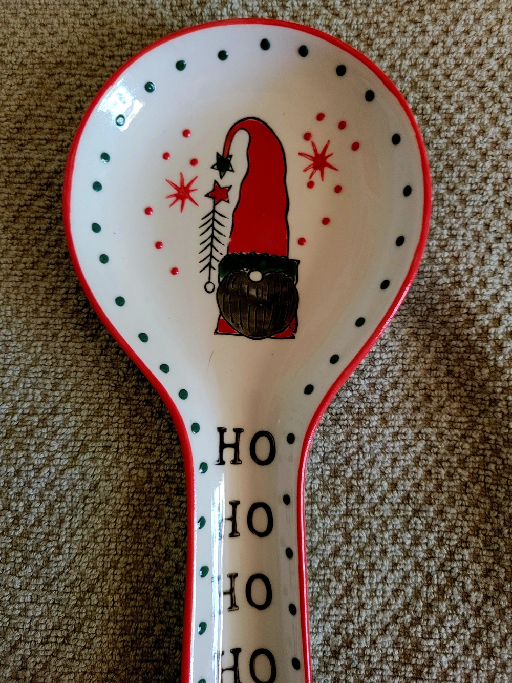 Festive Gnome Spoon Rest in Red & White